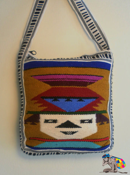 Vintage Handwoven Inti Travel Wool Bag From Ecuador